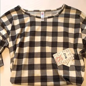 Black and white plaid LulaRoe Irma tunic NWT